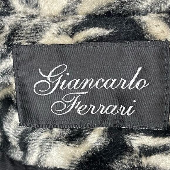Giancarlo Ferrari Black & Ivory Tiger Print Faux Fur Vintage Coat Size 14 - Picture 9 of 11